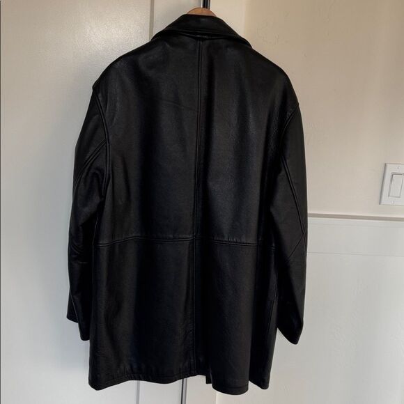 Wilson Black Genuine Leather Men's Classic Thinsulate 3M Winter Coat Size M EUC - Picture 2 of 13